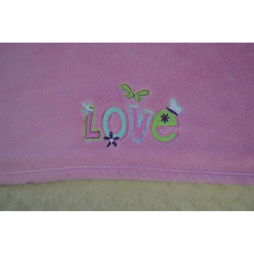Step by Step Love Baby Blanket Pink Butterfly Floral Flower Security Lovey Green